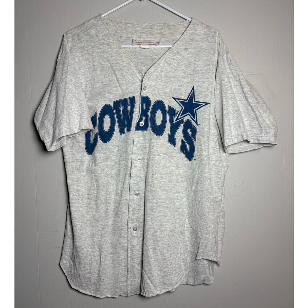 Dallas Cowboys Vintage 90s Button Front V Neck Short Sleeve Cotton Jersey